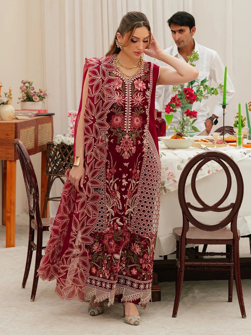 Gökçe – Luxury 3PC Chikenkari Heavy Embroidered Suit