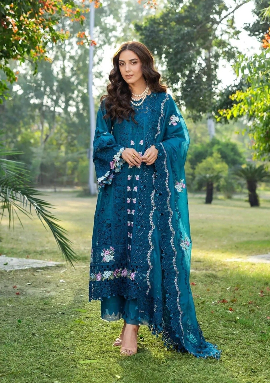 Basma – Luxury Dhanak 3PC Chikenkari Heavy Embroidered Suit
