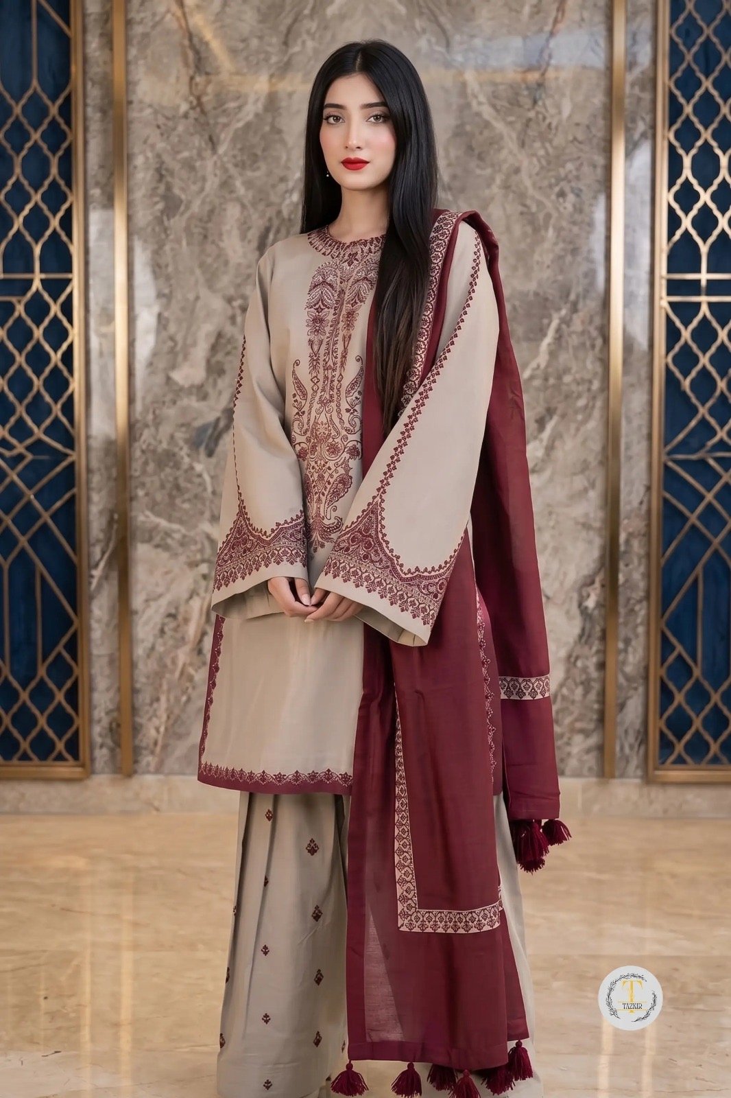 b781aa14-a1f6-4b25-b1db-6a307cb574b7 Afshan - Luxury 3PC Heavy Embroidered Suit - Image 1