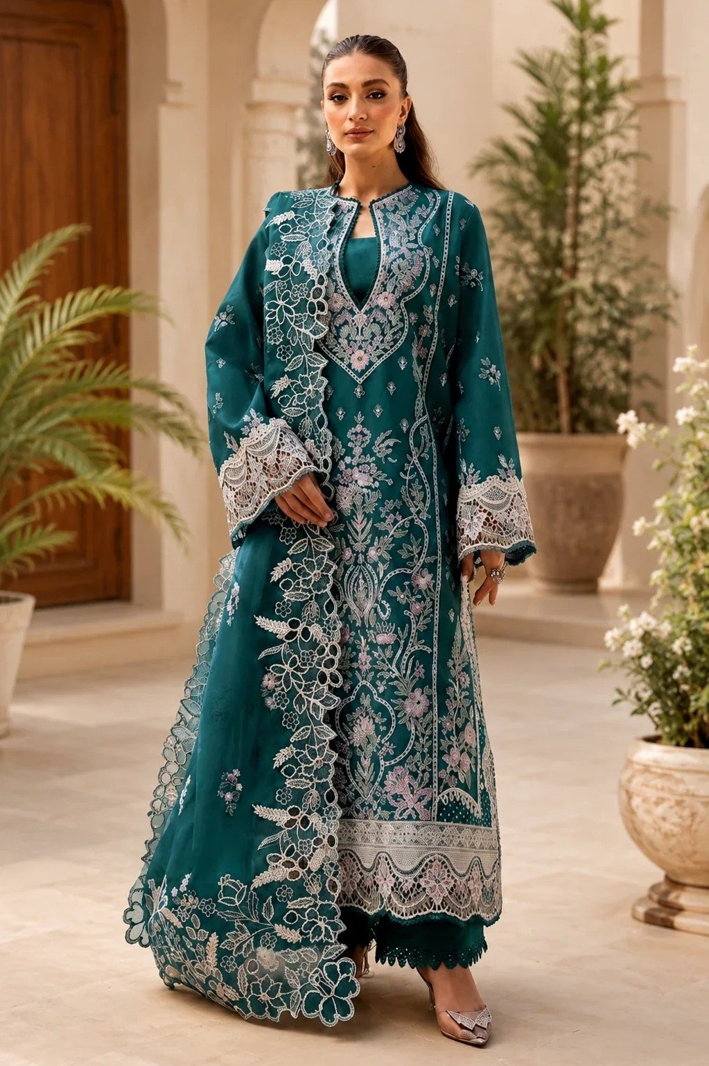 Zariah – Luxury 3PC Chikenkari Heavy Embroidered Suit